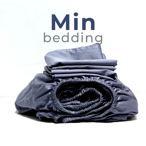 Bộ 1 ra bọc + 2 vỏ gối nằm 45x65cm 100% cotton Min Bedding màu hồng, xám