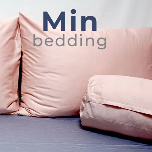 Bộ 1 ra bọc + 2 vỏ gối nằm 45x65cm 100% cotton Min Bedding màu hồng, xám