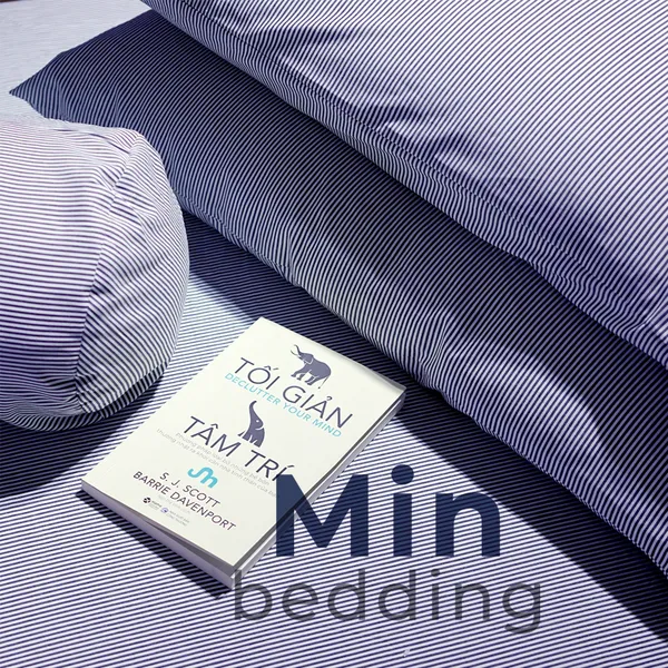 Vỏ gối nằm cotton sọc xanh nhí Min Bedding Khách sạn, Homestay, Văn phòng