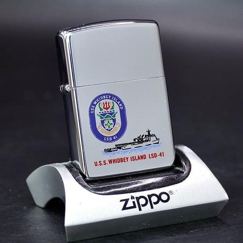 ZIPPO XƯA 1990 - HÀNG XƯA THẬP NIÊN 90s _ CHỦ ĐỀ TÀU CHIẾN WHIDLEY ISLAND LSD-41