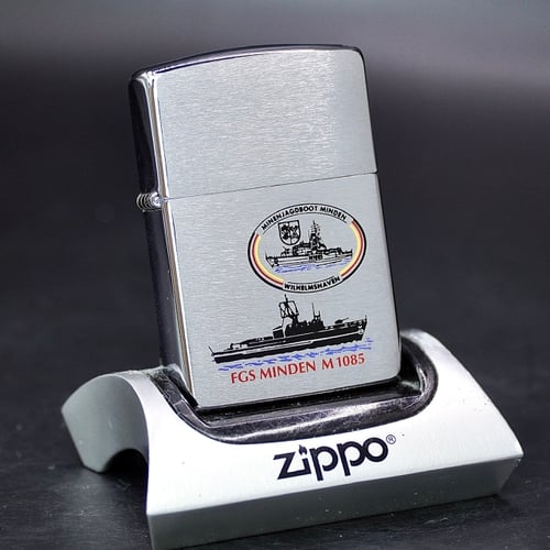 ZIPPO XƯA 1995 - HÀNG XƯA THẬP NIÊN 90s _ CHỦ ĐỀ TÀU CHIẾN FGS MINDEN M 1085