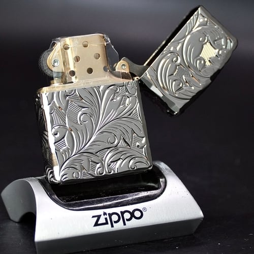 ZIPPO 2018 - HÀNG XUẤT NHẬT  _ CHỦ ĐỀ LẮC KÊ BẠC HOA VĂN FLORAL