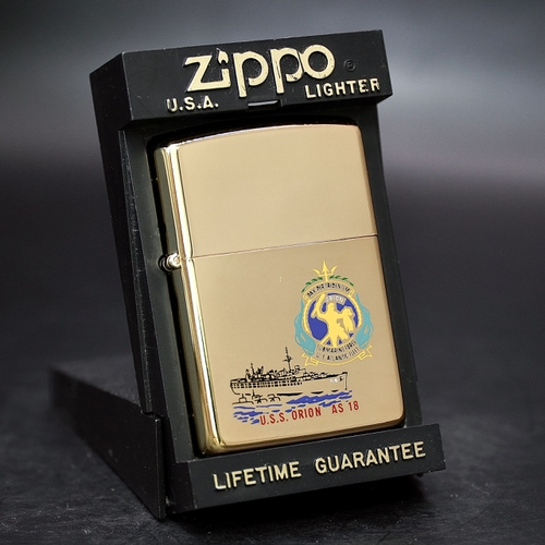ZIPPO XƯA 1992 - HÀNG XƯA THẬP NIÊN 90s _ CHỦ ĐỀ TÀU CHIẾN GOLD PLATED ORION AS18