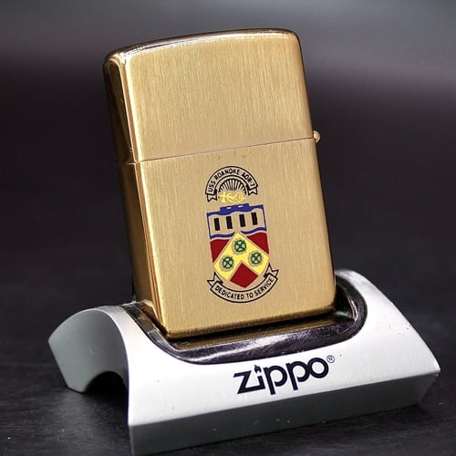 ZIPPO XƯA 1980 - HÀNG XƯA THẬP NIÊN 80s _ CHỦ ĐỀ LOGO TÀU CHIẾN ROANOKE AOR-7