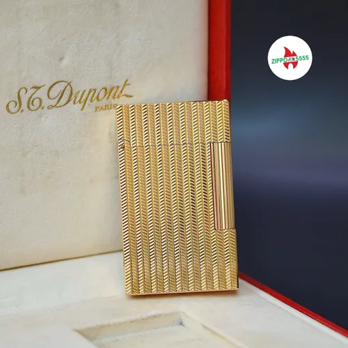 S.T. Dupont Chính Hãng Pháp Ligne 2 form cao bọc vàng, hàng xưa thập niên 80s
