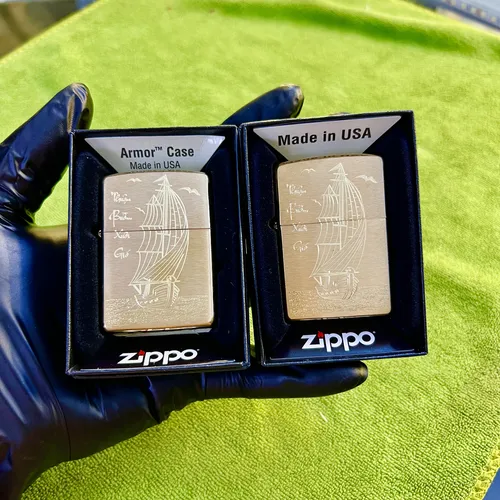 ZIPPO THUẬN BUỒM XUÔI GIÓ VÀNG XƯỚC VỎ TIÊU CHUẨN