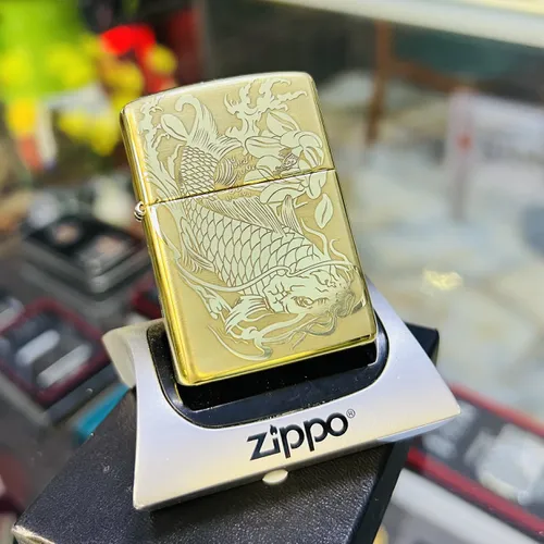 ZIPPO KHẮC CÁ CHÉP HÓA RỒNG 3D