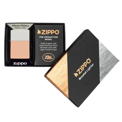 Bật lửa Zippo USA lưỡng kim nắp bạc Sterling Copper