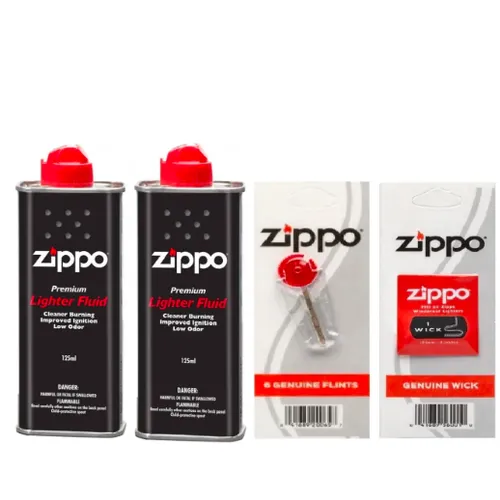 Bộ 2 bình Xăng 125ml+Đá+Bấc Zippo