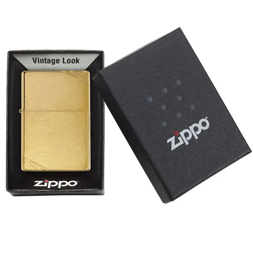 Zippo Brushed Brass Vintage with Slashes