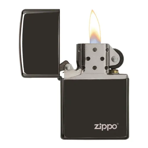 Classic High Polish Black Zippo Logo