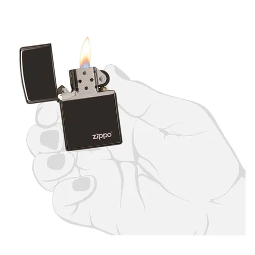 Classic High Polish Black Zippo Logo