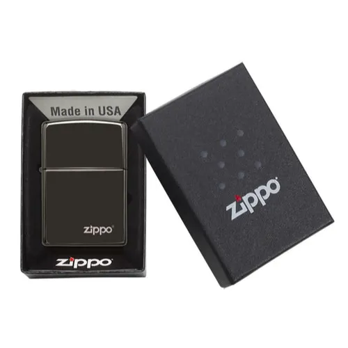 Classic High Polish Black Zippo Logo