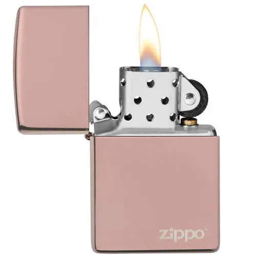 Classic High Polish Rose Gold Zippo Logo