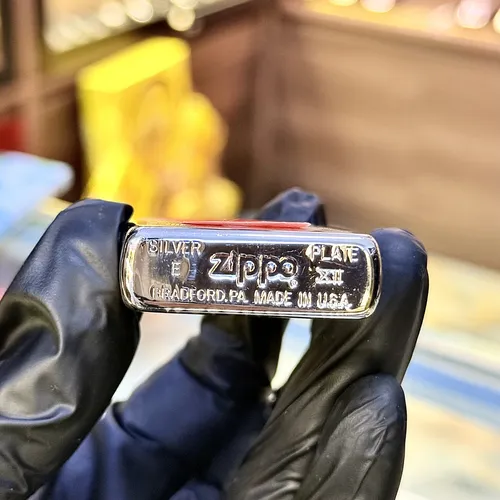 Zippo 1996 ( XII La Mã ) Mạ Bạc Silver Plated New Nguyên Bản