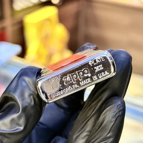 Zippo 1996 ( XII La Mã ) Mạ Bạc Silver Plated New Nguyên Bản