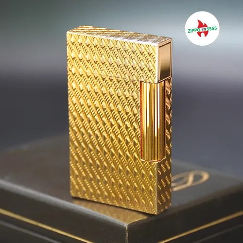 S.T. Dupont Chính Hãng Pháp Ligne 2 form cao bọc vàng họa tiết vẫy ca, hàng xưa thập niên 80s