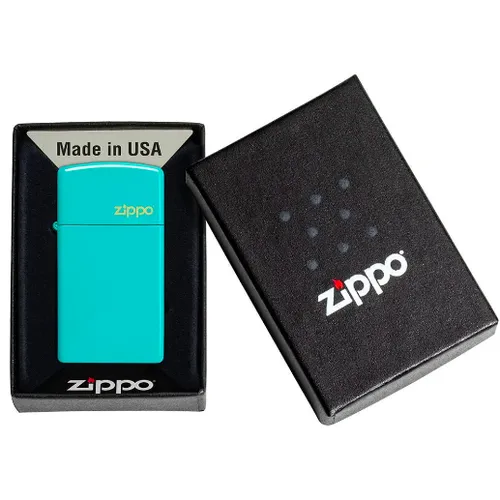 Slim® Flat Turquoise Zippo Logo