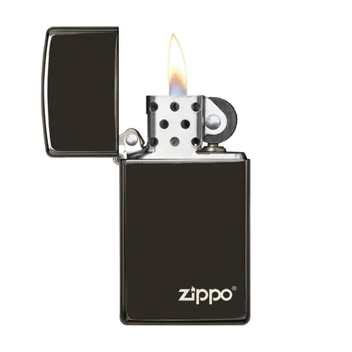 Slim® High Polish Black Zippo Logo
