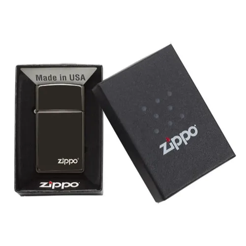 Slim® High Polish Black Zippo Logo