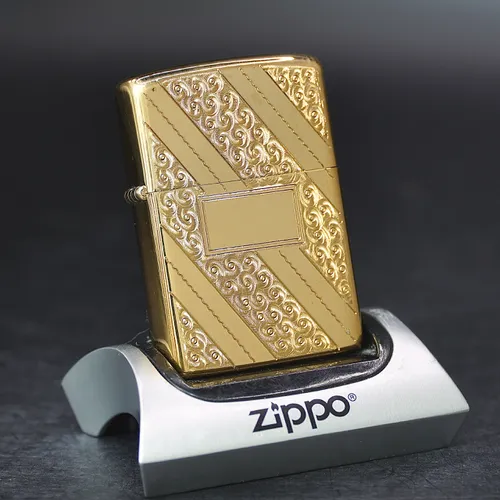 ZIPPO XƯA GOLD PLATED 1976 - HÀNG XƯA THẬP NIÊN 70s _ CHỦ ĐỀ DIAGONAL SWIRL