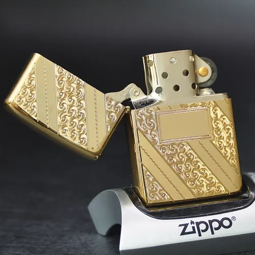 ZIPPO XƯA GOLD PLATED 1976 - HÀNG XƯA THẬP NIÊN 70s _ CHỦ ĐỀ DIAGONAL SWIRL