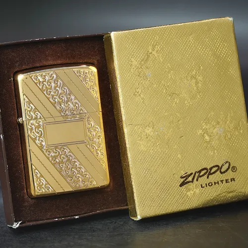 ZIPPO XƯA GOLD PLATED 1976 - HÀNG XƯA THẬP NIÊN 70s _ CHỦ ĐỀ DIAGONAL SWIRL