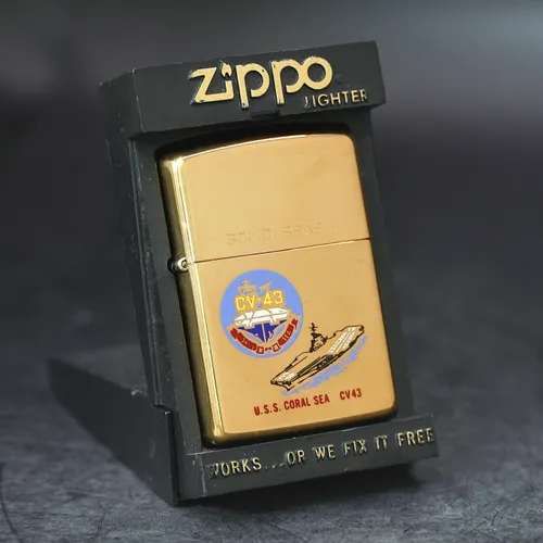ZIPPO XƯA CHU NIÊN 32-89  - HÀNG XƯA THẬP NIÊN 80s _ CHỦ ĐỀ TÀU CHIẾN CORAL SEA CV 43