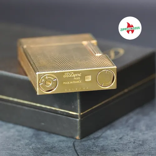 S.T. Dupont Chính Hãng Pháp Ligne 2 form thấp bọc vàng, hàng xưa thập niên 80s