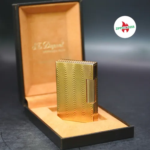 S.T. Dupont Chính Hãng Pháp Ligne 2 form thấp bọc vàng, hàng xưa thập niên 80s