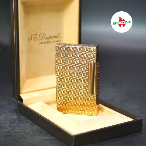 S.T. Dupont Chính Hãng Pháp Ligne 2 form cao bọc vàng họa tiết vẫy ca, hàng xưa thập niên 80s