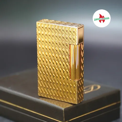 S.T. Dupont Chính Hãng Pháp Ligne 2 form cao bọc vàng họa tiết vẫy ca, hàng xưa thập niên 80s