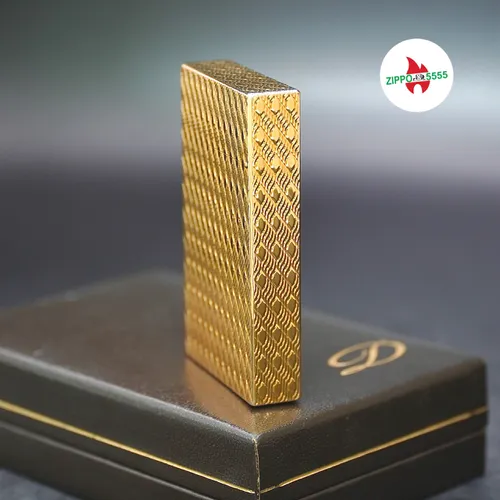 S.T. Dupont Chính Hãng Pháp Ligne 2 form cao bọc vàng họa tiết vẫy ca, hàng xưa thập niên 80s