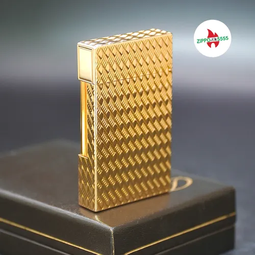 S.T. Dupont Chính Hãng Pháp Ligne 2 form cao bọc vàng họa tiết vẫy ca, hàng xưa thập niên 80s