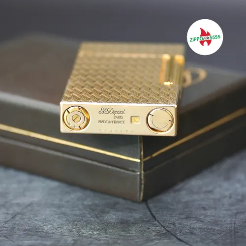 S.T. Dupont Chính Hãng Pháp Ligne 2 form cao bọc vàng họa tiết vẫy ca, hàng xưa thập niên 80s