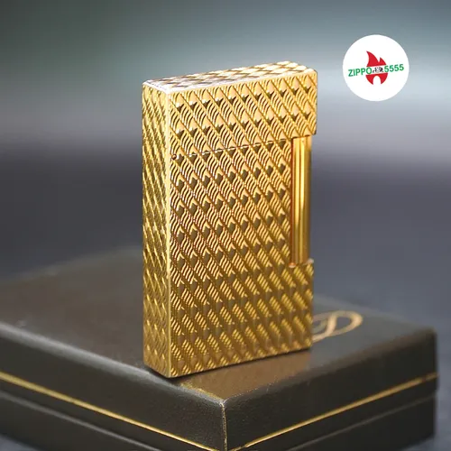 S.T. Dupont Chính Hãng Pháp Ligne 2 form cao bọc vàng họa tiết vẫy ca, hàng xưa thập niên 80s