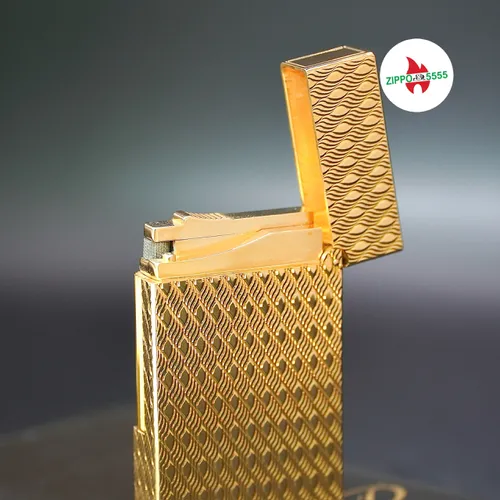 S.T. Dupont Chính Hãng Pháp Ligne 2 form cao bọc vàng họa tiết vẫy ca, hàng xưa thập niên 80s