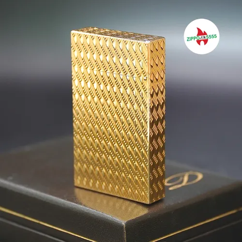 S.T. Dupont Chính Hãng Pháp Ligne 2 form cao bọc vàng họa tiết vẫy ca, hàng xưa thập niên 80s