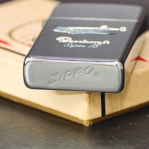 ZIPPO XƯA SLIM 1964 - HÀNG XƯA THẬP NIÊN 60s _ CHỦ ĐỀ BEECHCRAFT SUPER 18