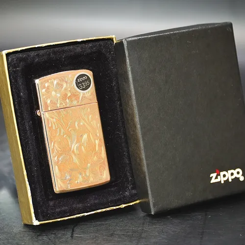 ZIPPO XƯA SLIM VÀNG HỒNG 1998 - HÀNG XƯA THẬP NIÊN 90s _ CHỦ ĐỀ HOA VĂN FLORAL