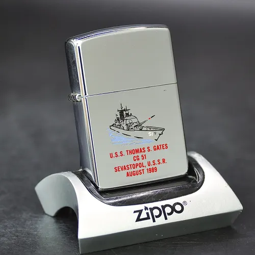 ZIPPO XƯA 1989 - HÀNG XƯA THẬP NIÊN 80s _ CHỦ ĐỀ TÀU CHIẾN THOMAS S. GATES CG 51