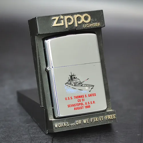 ZIPPO XƯA 1989 - HÀNG XƯA THẬP NIÊN 80s _ CHỦ ĐỀ TÀU CHIẾN THOMAS S. GATES CG 51
