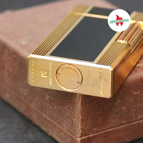 S.T. Dupont Chính Hãng Pháp Ligne 1 Men Đen Giữa Viền Vàng