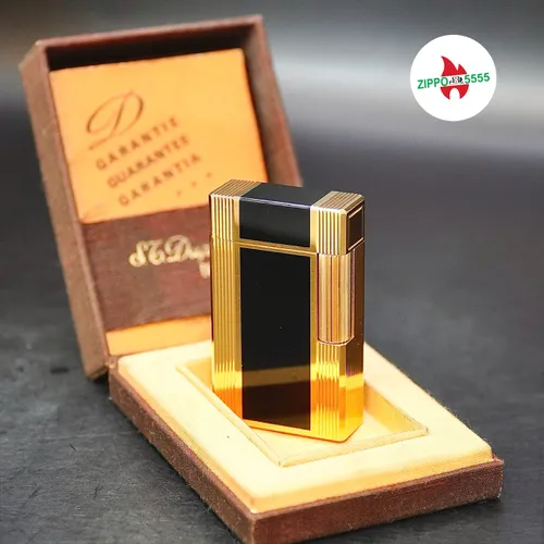 S.T. Dupont Chính Hãng Pháp Ligne 1 Men Đen Giữa Viền Vàng