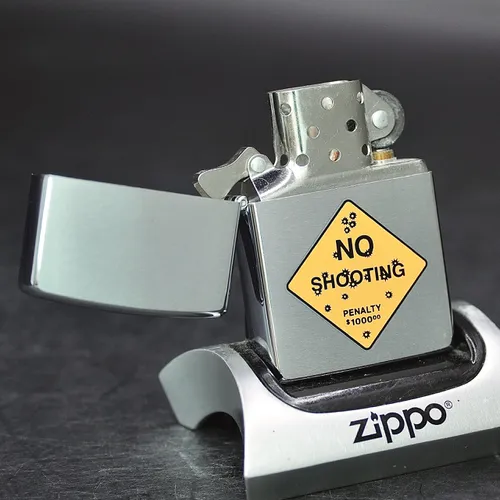 ZIPPO XƯA 1998 - HÀNG XƯA THẬP NIÊN 90s _ CHỦ ĐỀ BIỂN BÁO NO SHOOTING