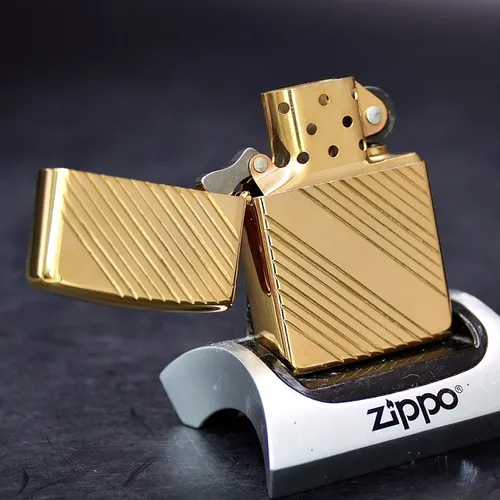 ZIPPO XƯA 1992 - HÀNG XƯA THẬP NIÊN 90s _ CHỦ ĐỀ GOLDPLATES VÂN CHÉO