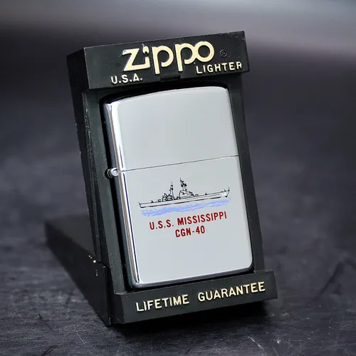 ZIPPO XƯA 1985 - HÀNG XƯA THẬP NIÊN 80s _ CHỦ ĐỀ TÀU CHIẾN MISSISSIPPI CGN-40