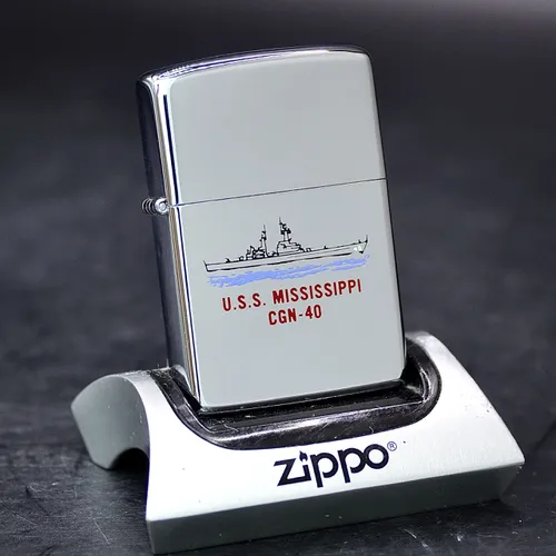 ZIPPO XƯA 1985 - HÀNG XƯA THẬP NIÊN 80s _ CHỦ ĐỀ TÀU CHIẾN MISSISSIPPI CGN-40