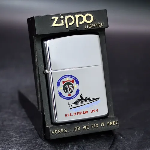 ZIPPO XƯA 1989 - HÀNG XƯA THẬP NIÊN 80s _ CHỦ ĐỀ TÀU CHIẾN CLEVERLAND LPD-7