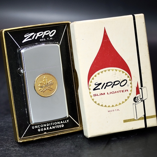 ZIPPO SLIM XƯA 1976 - HÀNG XƯA THẬP NIÊN 70s _ CHỦ ĐỀ ĐỒNG XU LÁ PHONG CANADA